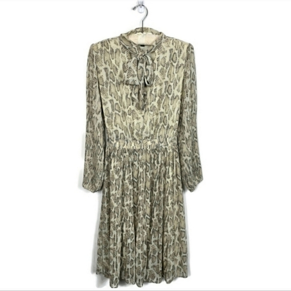 Anthropologie Current Air Olivia Snake Print Pleated Midi Dress XS - Picture 6 of 16